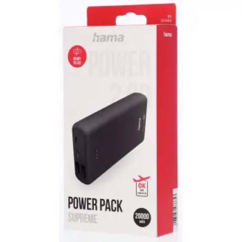 HAMA Supreme 20HD USB Type C Powerbanka 20000 mAh šedá 201669